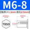 Tuerca remachable avellanada de acero inoxidable Tuerca hexagonal externa impermeable Tuerca de espárrago Inversa TBSO/TBSOS-M4M5M6