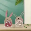 Jardinería de Primavera Adornos de Conejo de Madera Decoraciones Manualidades de Conejito de Pascua y Huevos Adornos Pequeños de Escritorio