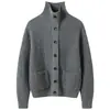 Cárdigan de cachemira 2026 otoño e invierno nuevo estilo para mujer cuello solapa punto acanalado base camisa estilo suave chaqueta pequeña de un solo botón