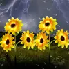 Linterna de girasol de energía solar transfronteriza para exteriores, flor artificial para césped, patio, jardín, lugar decorativo, lámpara de ambiente festivo