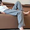 Altamente Recomendado! Tão Confortável~ Calça Longa Casual de Algodão e Linho Listrada de Verão para Mulheres Baixas Que Fazem as Pernas Parecerem Retas, Tendência