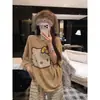 Pijama doce e fofo com estampa de gatinho para meninas, estilo primavera, pode ser usado fora de casa, roupa de casa, conjunto de calça comprida e manga curta