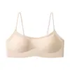 Nueva Lencería Transpirable Sin Costuras Cuello Cuadrado con Pedrería Uso Bidireccional Cruzado Espalda Hermosa Escote Bajo Sujetador Invisible -