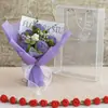 Rosa de flor artificial finalizada com caixa, buquê de crochê de lã de flor artificial tecido à mão para presente de feriado de amigos