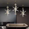 Candelabro de Copo de Nieve Postmoderno Diseñador Luz de Lujo Tubo de Vidrio Grabado Candelabro Sala de Modelos Departamento de Ventas Lámpara de Ingeniería Personalizada