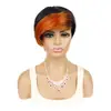 Peluca Europea y Americana Cabello Corto Liso Teñido Decolorado Flequillo Headgear Comercio Exterior Peluca Corta de Flecos Laterales de Color Headgear