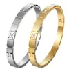 Nuevo Pulsera de Acero Inoxidable Transfronteriza 2025 Chapada en Oro Real de 18K, Pulsera Cuadrada de Acero de Titanio con Circonitas y Diseño de Broche