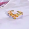 Anillo Abierto Estilo Primavera y Verano Verde Menta Fresco Esmalte Gota de Aceite Mariposa, Anillo Único de Nicho Lujo Ligero Sensación de Alta Gama