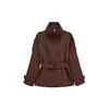 Ropa de Mujer INS Europa Transfronteriza Otoño Chaqueta Corta de Manga Larga con Cinturón de Doble Botonadura Chaqueta Cortavientos