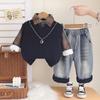Traje de Otoño e Invierno para Niños Chaleco de Terciopelo Engrosado de Invierno para Bebé Conjunto de Tres Piezas para Niños de 1-3-5 Años Moderno