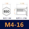 Columna de tuercas remachables de acero inoxidable 304 BSOS-M4 con orificio ciego, columna de tornillos de placa de presión de perno remachable de cabezal frío de orificio inferior 7.2