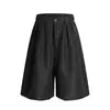 2025 Novo Design Cor Sólida Silhueta Calça Cropped Ampla Drapeada Unissex Shorts Casuais Tendência