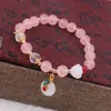 Pulsera de Cuentas con Hebilla de Paz Estilo Dulce y Fresco Imitación de Jade de Loto Color Caramelo Pulsera para Mejor Amigo Estudiante Venta al por Mayor