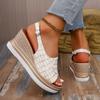 Sandalias de Plataforma con Hebilla de Punta Descubierta y Tacón de Cuña Grueso de Talla Grande Transfronteriza para Mujer, Impermeables, Moda Europea y Americana, para Exterior, Sandalias de Mujer