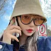 Gafas de Sol 2025 Nuevas de Verano para Mujer Anti-UV de Gama Alta Estilo Celebridad de Internet Estilo Ins Cara Redonda Cara Grande Look Adelgazante-