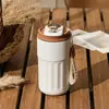 Taza de Café con Funda de Cuero de Tercera Generación Transfronteriza, Termo de Acero Inoxidable al Vacío de Doble Capa, Taza de Viaje Conveniente Estilo Americano con Pintura en Spray de Colores