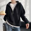 Suéter de Cuello Alto con Media Cremallera Estilo Perezoso para Mujer Estilo Coreano Otoño e Invierno Grueso Suelto Moderno Solapa Ropa Exterior Suéter