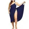 Verano 2022 Amazon Europeo y Americano Nuevos Vestidos de Talla Grande Color Sólido Sexy con Tirantes Vestido de Playa Venta al por Mayor