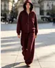 Conjunto de Sudadera con Capucha y Cremallera de Color Sólido para Mujer, Pantalones Anchos Holgados, Conjunto Deportivo Casual de Dos Piezas, Nuevo para Primavera y Otoño 2026