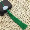 Pingente de Carro com Borla de Lótus Branco de Jade Dupla Face Acessórios de Estilo Antigo para Ventilador Hanfu Pingente de Fantasia Joias