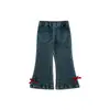 Wuli Bu Yi [Procesamiento Personalizado] Jeans Acampanados Retro Dulces y Atrevidos Pantalones de Tejido de Cinta de Mariposa en Bloques de Color de Otoño Modernos