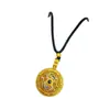 Joyería Chapada en Oro con Diseño de Loto, Brújula de Porcelana Azul y Blanca Giratoria Tipo Hielo, Exquisito Collar Colgante con una Belleza Divina