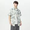 Nasa Roupas Casuais de Trabalho Camisa Floral de Verão Masculina Manga Curta com Colarinho Camisa Floral para Jovens Manga Curta
