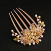 Liga flor pente pente pente de cabelo estilo pastoral acessórios de cabelo das mulheres cinco-dente pente placa pó cristal grampo de cabelo rabo de cavalo placa pino de cabelo atacado