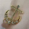 Broche Âncora com Strass Transfronteiriço Corsage para Terno Masculino Jaqueta Corta-Vento Azul Temperamento Fashion Joia