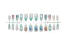 Uñas Portátiles 3D de Estrella de Mar Azul de Venta Caliente Transfronteriza con Acabado de Alta Gama, Pegatinas de Uñas Postizas con Forma de Almendra Venta al por Mayor de Uñas