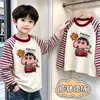 Camiseta de Manga Larga Cálida de Forro Polar para Niños, Estilo Nuevo de Primavera y Otoño, para Niños Pequeños y Grandes, Superventas, Casual, Versátil, Camiseta Superior, Camisa Base