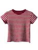 Camiseta Rayada de Cuello Redondo con Bloques de Color Vintage para Mujer, Nuevo Estilo Verano 2026, Top de Manga Corta Ajustado para Usar como Base