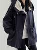 Gabardina caqui con capucha estilo británico para mujer, otoño, abrigo corto pequeño, top holgado casual retro