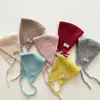 Orejeras de lana tejida de color liso, nuevas y cálidas, para niños y niñas coreanos, orejeras para bebé