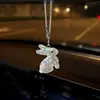 Colgante de Coche de Conejo con Incrustaciones de Diamantes Creativo Transfronterizo, Adorno Colgante Personalizado de Pedrería, Colgante Decorativo para Espejo Retrovisor Interior de Coche