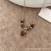 Collar de Piedra Ojo de Tigre de Alta Gama, Nuevo Colgante de Lujo Ligero de Nicho, Cadena para Clavícula, Cadena para Suéter de Nicho, Accesorio de Cadena para el Cuello para Mujer