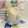Mochila para Estudante do Ensino Médio para Mulheres, Color Blocking Criativo Tendência Casual Grande Capacidade Resistente à Sujeira e ao Desgaste Mochila para Computador que Reduz o Peso