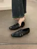Mocasines de punta fina, a la moda, de alta gama, de nicho para mujer, colección otoño 2025, estilo de noche, tacón grueso, zapatos casuales de piel