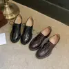 Sapatos de Couro Genuíno com Cadarço e Salto Grosso Estilo Britânico para Mulheres 2026 Primavera e Outono Novos Mocassins de Salto Alto Sapatos Pequenos de Couro Sapatos de Trabalho para Mulheres