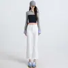 Naranja joven # Colección de otoño: Jeans de mezclilla acampanados, ajustados, que realzan la figura y elegantes para mujer, con un diseño de cintura alta de moda y un corte cropped versátil.