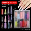 Arte de Uñas Popular Transfronterizo Molde de Uñas Colorido Papel de Uñas de Fototerapia Rápida Bandeja Sin Papel Piezas de Uñas de Cristal de Tamaño Mixto Sin Rastro