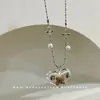 Colar de Urso de Pelúcia Transparente com Laço e Coração Estilo Coreano, Corrente de Clavícula Fashion e Fofa com Cruz de Pérola e Flor