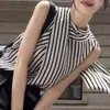 Moda Transfronteriza Estilo Francés Lujo Ligero Elegante Camisa de Rayas sin Mangas para Mujer, Nuevo Estilo de Verano con Elegante Cinta y Efecto Adelgazante