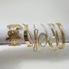 Moda Retro Transfronteriza Europea y Americana Pulseras en Capas Exageradas Geométricas Simples Patrón de Olas Flor Abierta Lisas