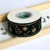 Cinta de Terciopelo Estampada en Oro Estilo Nuevo Estilo Navideño Cinta Decorativa Navideña Material para Lazo de Caja de Regalo Empaque de Regalo