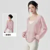 Cubierta de Yoga Grande Abierta con Cuello en V Profundo para Mujer, Ligera y Transpirable, Camiseta Reversible de Manga Larga, Top Deportivo para Pilates