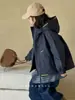 Jaqueta corta-vento azul marinho para meninas Little Red Fish, Roupas infantis coreanas de outono, Roupa externa outono para pais e filhos, Blusa infantil