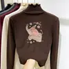 Top Base Térmica Infantil Pelúcia Escovada Gola Meia-Alta Outono/Inverno Meninas Quente Versátil para Crianças Médias/Grandes Borda com Babado Roupa Íntima