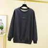 Suéter de algodão com estampa de céu estrelado, gola redonda, corte solto, ombros caídos, feminino, outono e inverno, Nova Camiseta de manga longa, camisa base afinadora