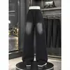 Jeans de Mezclilla Lavada con Degradado de Calle Alta Americana para Hombre Estilo de Marca Tendencia Otoño Pantalones de Pierna Recta Amplia Pierna Larga